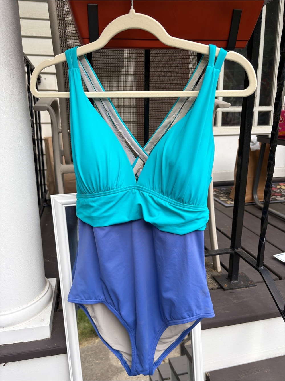 Echo Two-Tone Teal and Blue One-Piece Swimsuit - Picture 1 of 1